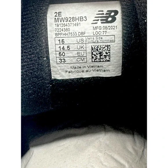 New Balance Shoes Mens Size 15 MW928HB3 Black‎ Walking 2E Sneakers 2019107